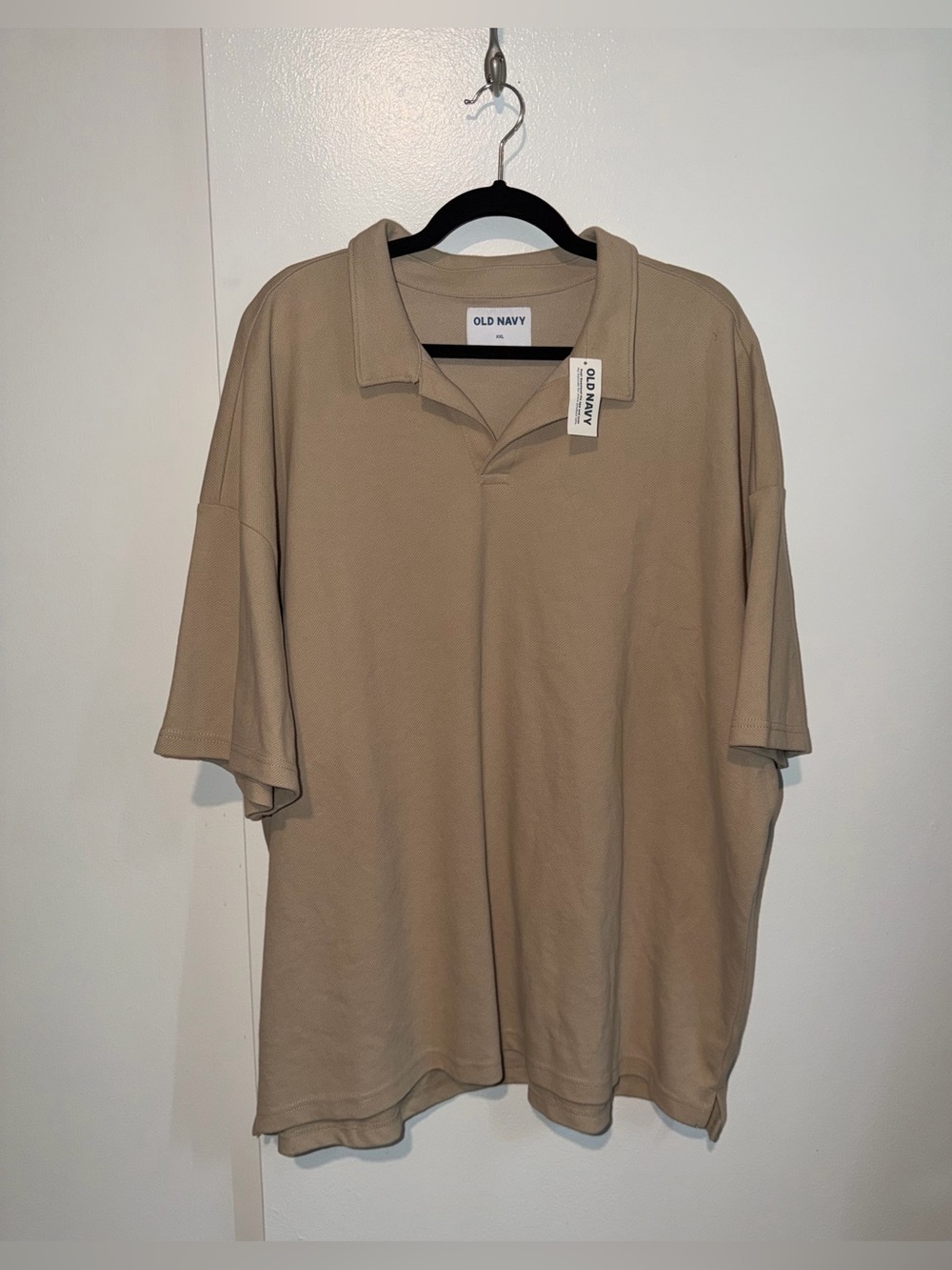 New Men's Beige Short Sleeve Polo Shirt Size XXL